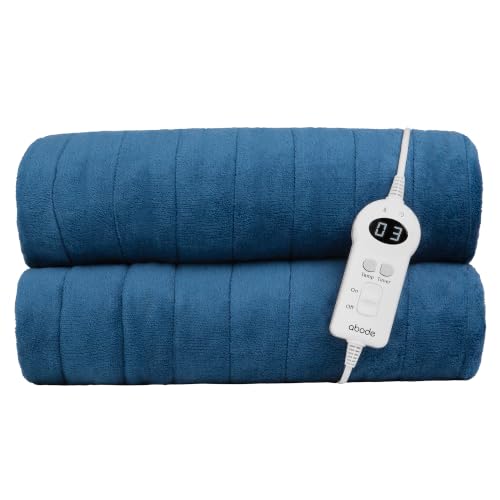 Abode, AHT1001BLU Electric Blanket Microfleece Heated Throw in Blue