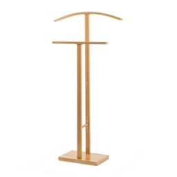 TAISSU - Valet Stand Mod. ADAK - Matte Gold - With Top Hanger and Pants Bar - 52 x 18 x 100 cm - Steel with Concrete Base - Bedroom Coat Rack