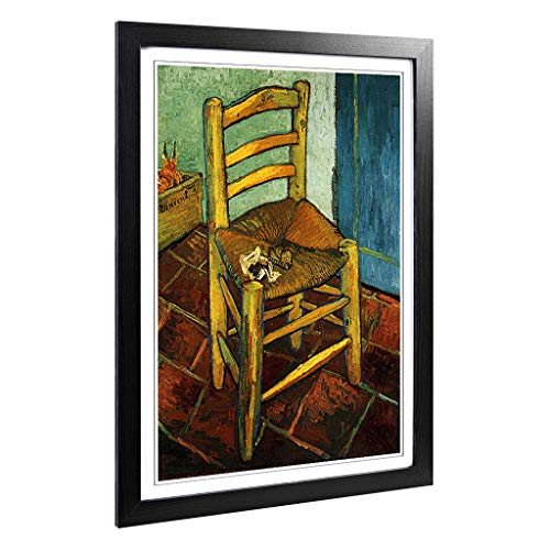Big Box Art Framed Print of Vincent Van Gogh Chair and Pipe Design - Wall Art Picture - Home Decor for Kitchen, Living Room, Bedroom, Hallway, Black, A2 / 24.5x18 Inch / 62x45cm