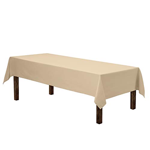 Gee Di Moda Rectangle Tablecloth - 60 x 102 Inch Beige Table Cloth for 6 Foot Rectangle Table - Heavy Duty Washable Fabric - for 6 Ft Buffet Table, Holiday Party, Dinner, Wedding & Baby Shower