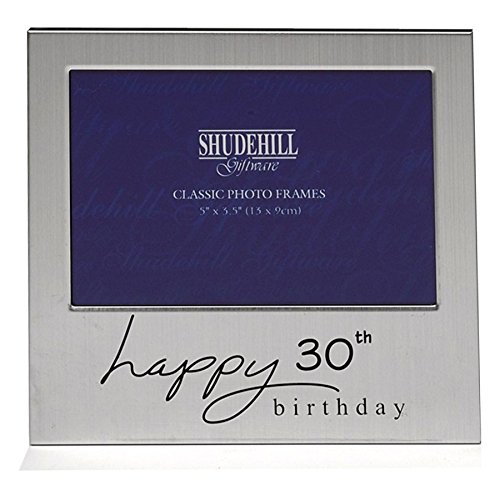 "Shudehill 5"" x 3"" Happy 30th Birthday Photo Frame, Occasion Gift Present 72230, Silver,Photo Size 5"" x 3.5"""