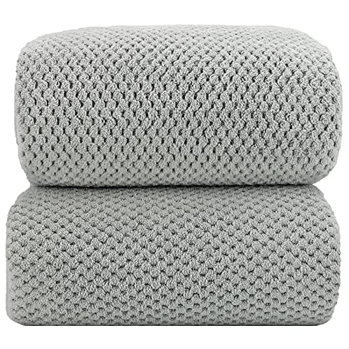 YTYC Towels,39x78 Inch 2 Piece Oversize Bath Sheets Premium Bath Towel Sets for Bathroom Ultra Soft Highly Absorbent Hotel Quality Extra Large Microfiber Coral Shower Towels 80% Polyester (Grey, 2)