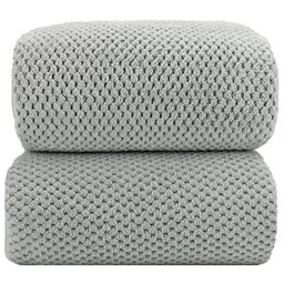 YTYC Towels,39x78 Inch 2 Piece Oversize Bath Sheets Premium Bath Towel Sets for Bathroom Ultra Soft Highly Absorbent Hotel Quality Extra Large Microfiber Coral Shower Towels 80% Polyester (Grey, 2)