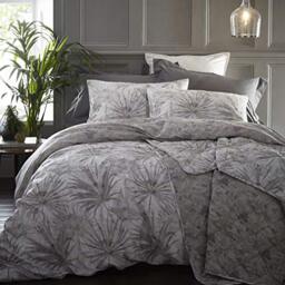 Palm Springs Duvet Cover and Pillowcase Bed Set, Percale Cotton, Grey, King
