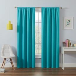 "Eclipse Modern Blackout Thermal Rod Pocket Window Curtain for Bedroom or Living Room (1 Panel), Fabric, Turquoise, 42"" W x 95"" L (Pack of 1)"