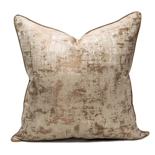 "vctops Gold Decorative Luxurious Throw Pillow Covers Jacquard Square Cushion Cases Pillowcase for Bed Sofa Couch Chair Car Home Decor (Gold D,20""x20"")"