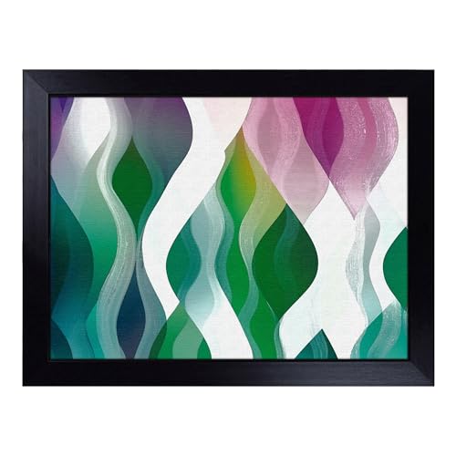 Lap Tray with Bean Bag Cushion, Ombre Pattern - Handmade in the UK, Raised Wooden Edge, Padded Cushion, Heat-Resistant Wipe-Clean Surface, for Meals, Laptops and Crafts