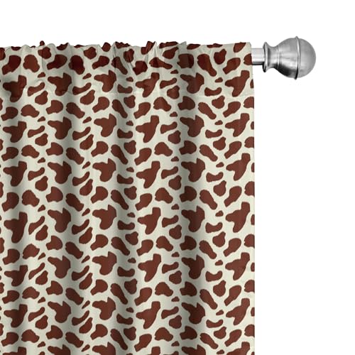 Ambesonne Cow Print 2 Panel Curtain Set, Cattle Skin with Brown Spots Agriculture Cow and Oxen Hide Camouflage Pattern, Lightweight Window Treatment Living Room Bedroom Decor, 56 x 84 inches, Yellow