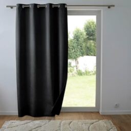 Douceur d'Intérieur, Curtain with Eyelets 140 x 260 cm Shadow Black 100% Blackout Embossed Velvet