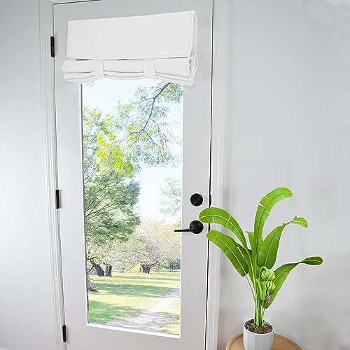Small French Door Curtains with Silky Feel Easy Installed Door Panels,Front Door Sidelight Curtain Tie up Shade, Washable Curtain (25W x 70L Inch Bleach White, 1 Panel)
