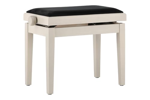GEWA Piano Bench Deluxe White Birch Matt (smooth height adjustment from 48 to 57 cm, made from solid wood, high breaking load, seat measuring 52 x 30 cm, velour seat cover)