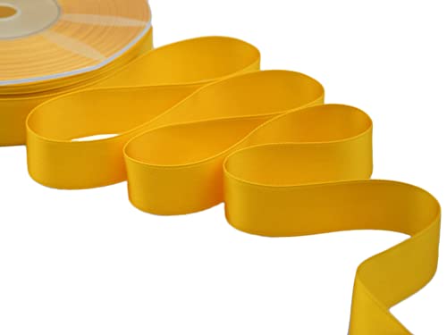 Furlanis - Double Satin Ribbon, Decoration, Gift, Christmas Packing, Wedding, Party, Made in Italy - Sun Yellow, 25 mm x 25 m