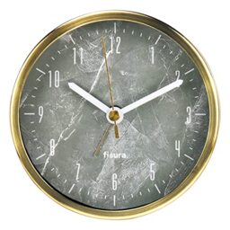 Fisura Gold Analog Effect Without Ticking. Battery Metal Alarm Clock, Diameter 11 cm and Width 3.8 cm, Acrylonitrile butadiene styrene, Marble, Golden, One Size