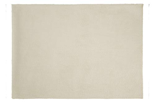 Eurofirany Decorative Rug Doormat Runner Bath Mat Living Room Bedroom Kitchen Rectangular Faux Fur Soft, Cream, 50 x 70 cm