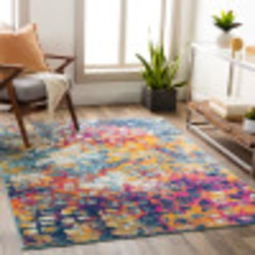 Livabliss Amaya Chlef Abstract Design – Living Room 200x275 cm, Dining Lounge Kitchen Bedroom Use, Modern Marble Look, Soft Luxurious Medium Pile, Fuchsia Mustard