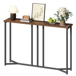 YITAHOME Console Table, 100CM Slim Console Table, Rustic Brown and Black