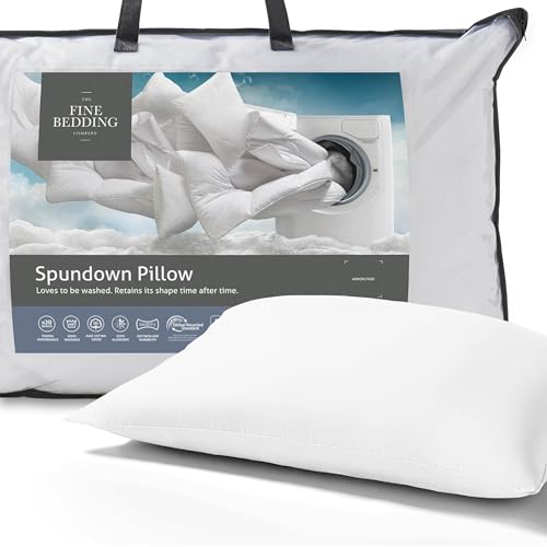 The Fine Bedding Company Spundown Pillow – Firm Pillow with Advanced Smartfil® Fibre, Luxury Pillows for Sustainable Comfort, Hypoallergenic, Machine Washable – Single (1 Pack)