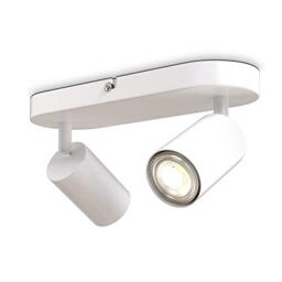 B.K.Licht Ceiling Light, 2 Adjustable Spots, GU10 Sockets, Bulbs not Included, Rotatable Spotlight for Kitchen, Dining Room, Bedroom, Metal Spotbar, Flexible Design IP20 230V, 27 cm / 10.6 cm, White