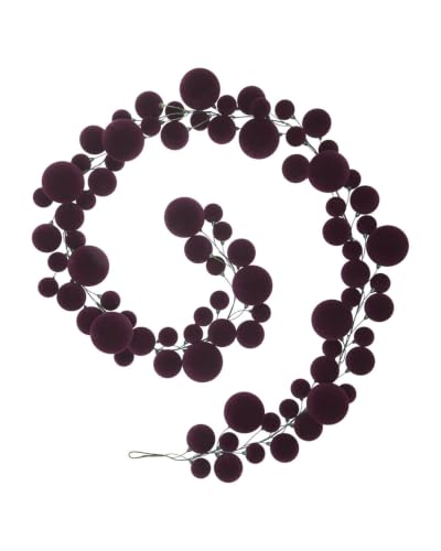 WeRChristmas Purple Velvet Bauble Garland 9ft, Christmas Bauble Garland, Purple Christmas Garland, Christmas Tree Garland with 84 Baubles
