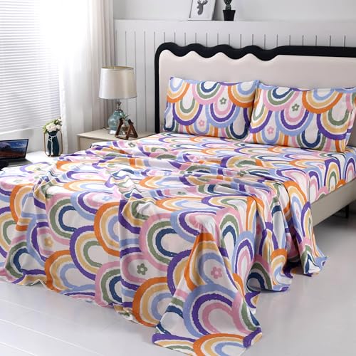 SDIII 4PCS Rainbow Twin Sheets Set, Soft Microfiber Rainbow Sheets Twin for Toddlers Boys Girls Kids and Teens, Cute Bed Sheets Twin on Amazon