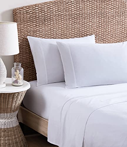 Tommy Bahama - Organic Collection - Sheet Set - 100% Cotton, GOTS Certified Organic, Ultra Soft & Breathable, Softens with Each Wash, King, White
