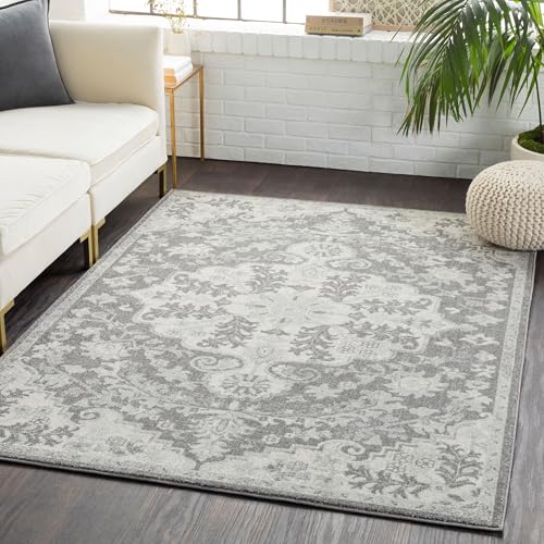 Livabliss Lou Asmara Vintage Design – Living Room 160x220 cm, Hallway Bedroom Use, Scandi Neutral Look, Traditional Boho Style, Easy Care Pile, Grey Beige Black