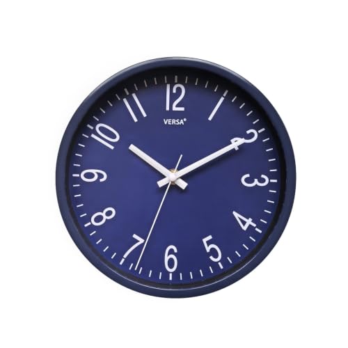 Versa Raven Wall Clock, New Mechanism and Improved Quality, Silent and Decorative, for Kitchen, Living Room or Dining Room ??? Measures (H x L x W) 20 x 4.3 x 20 cm, Polypropylene, Blue