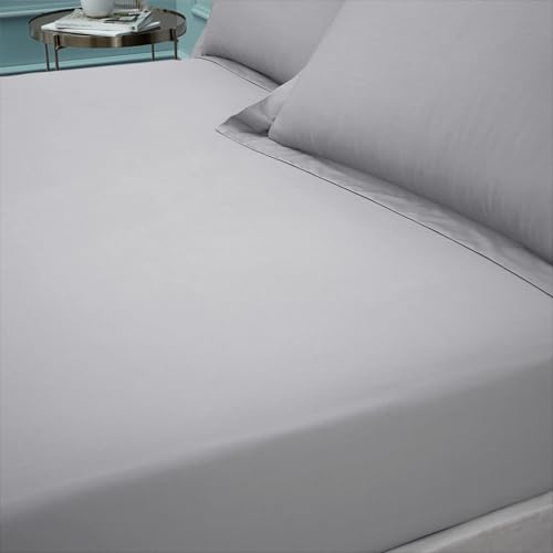 Bianca 180 Thread Count Egyptian Cotton Single Fitted Sheet Silver Grey