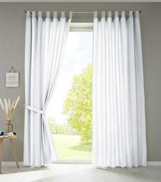 Gardinenbox Berlin 20400N2 Curtains with Loops 225 x 140 cm White Opaque Microsatin Translucent Ruffle Tape Plain Matte