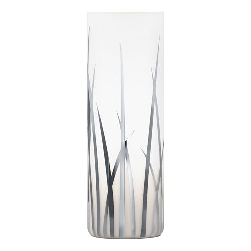 EGLO Bedside lamp Rivato - elegant side table light made of glass with grass pattern in chrome and white, living room lighting with switch, E27 socket