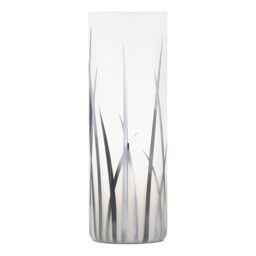 EGLO Bedside lamp Rivato - elegant side table light made of glass with grass pattern in chrome and white, living room lighting with switch, E27 socket