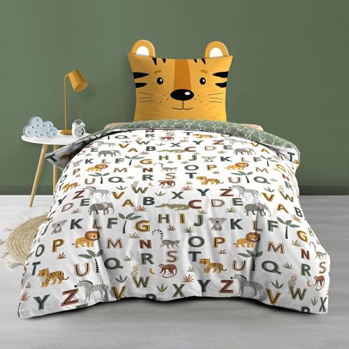 Douceur d'Intérieur, Reversible 2-Piece Bedding Set (140 x 200 cm) Tigry, 100% Cotton
