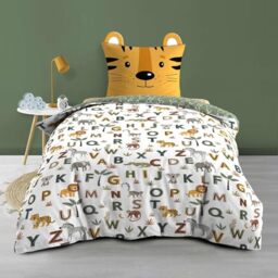 Douceur d'Intérieur, Reversible 2-Piece Bedding Set (140 x 200 cm) Tigry, 100% Cotton
