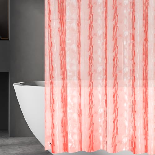 "Ga-Geetopia EVA 3D Coral Pearl Water Cube Plastic Shower Curtain Liner - Premium Light Weight 72"" x 72"" Red Bathroom Shower Showroom Curtain Liner with Rustproof Metal Gromments and Weighted Magnet"