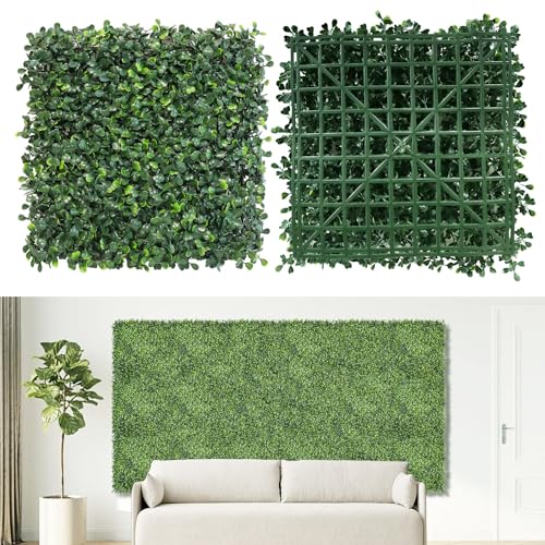 "NETAP Grass Wall, 10""x 10""(12pcs) Artificial Boxwood Panels Faux Grass Wall for Interior Garden Backdrop Indoor Outdoor Plant Decor"