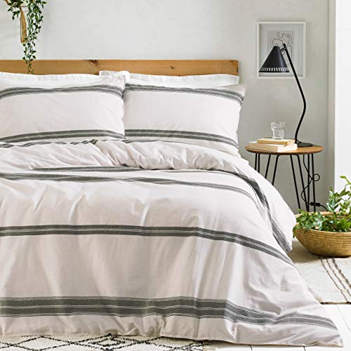 Yard The Linen Osman King Duvet Cover Set, Ecru/Grey