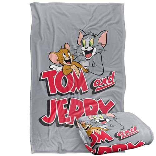 LOGOVISION Tom And Jerry Leaning With Logo Silky Touch Super Soft Throw Blanket 91 x 147 Cm