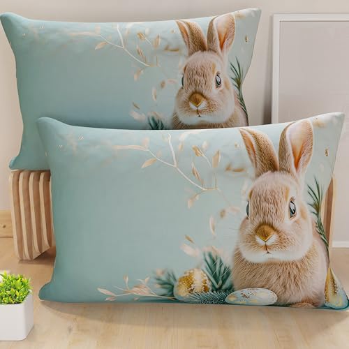 PETTI Artigiani Italiani - Set of 2 Easter Cushion Covers 50x70 cm in Microfibre, Easter Decorative Cushions for Bedroom, Sofa and Living Room, 2 Decorative Pillow Covers, 100% Made in Italy