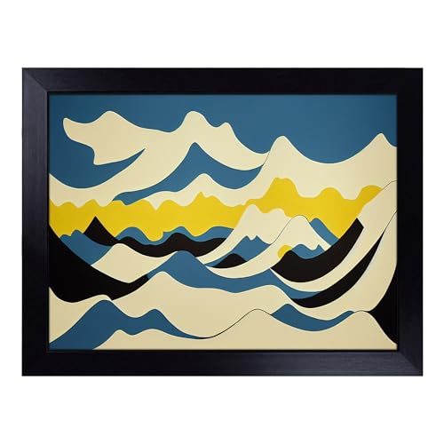 Lap Tray with Bean Bag Cushion, Marvellous Abstract Mountains - Handmade in the UK, Raised Wooden Edge, Padded Cushion, Heat-Resistant Wipe-Clean Surface, for Meals, Laptops and Crafts