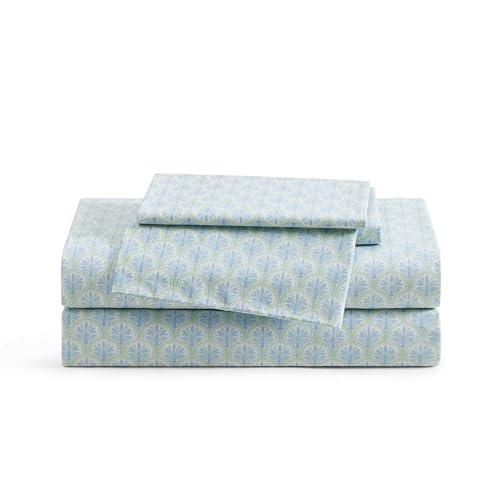 Tommy Bahama - King Sheet Set, Crisp & Cool Cotton Percale Bed Sheets, Deep Pockets, Coastal Bedding with Matching Fitted Sheet & Pillowcases (Coastal Bay Blue)