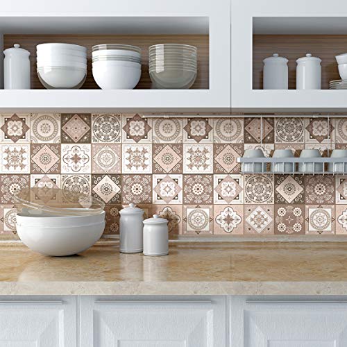 Ambiance Sticker Self-Adhesive Decorative Wall Decal Cement Tile for Bathroom and Kitchen Aniolo - Pack of 24 Stickers of 20 x 20 cm