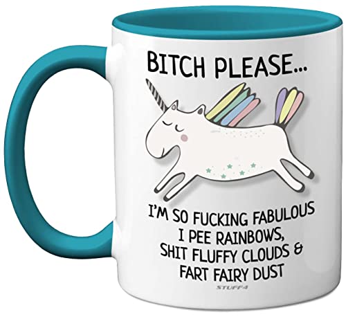 Stuff4 Bitch Please I'm So Fabulous Unicorn Mug, Funny Gifts for Women - 11oz Ceramic Light Blue Handle Mugs, Birthday Present, Tea Sets for Adults, Unicorn Gifts, Christmas, Your Best Friend