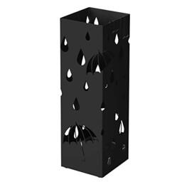SONGMICS Metal Umbrella Stand, Square Umbrella Holder with Drip Tray and 4 Hooks, 15.5 x 15.5 x 49 cm, Black LUC49B