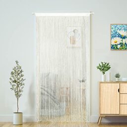 YaoYue Doorway String Curtain Door Curtains,Boho Hippie Hanging Patio Tassels Screen Living Room Decor Bedroom Wall Window Closet Kitchen Fringe Divider Panel Tapestry (39×79in/100×200cm, Beige)