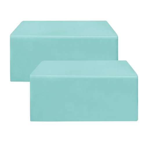HolidayIdeas Fitted Table Covers - 96 x 30 Inch - 2 Pack Rectangle Tablecloths for 8 Foot Tables, Polyester Fabric Tablecloth for Parties, Holiday Dinner, Trade Show (Aqua)
