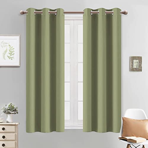 Yakamok Blackout Curtains Room Darkening Thermal Insulated with Grommet Window Curtain for Bedroom, 38Wx54L inch, Sage, 2 Panels