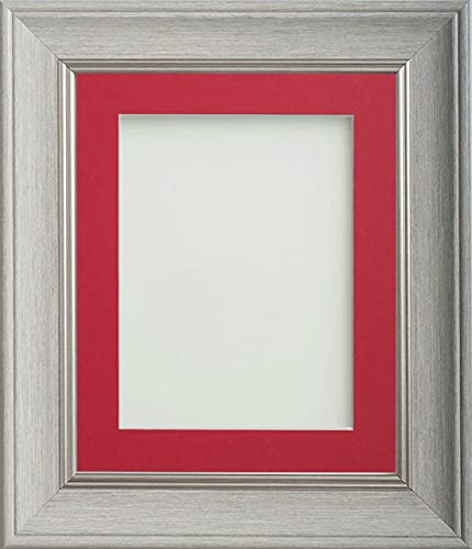 Frame Company Drummond Pale Grey Photo Frame, Red Mount, A4 for 10x6 inch, fitted with perspex