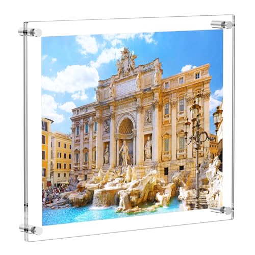 AITEE Large Acrylic Floating Picture Frame 18×24，Clear Photo Frame Wall Mount, Display Photo Frames for Office/Home/Living Room, Full Frame Size 20.5×26.5.