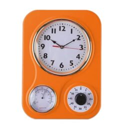 Lily's Home Retro Kitchen Clock with Temperature and Timer (Orange)