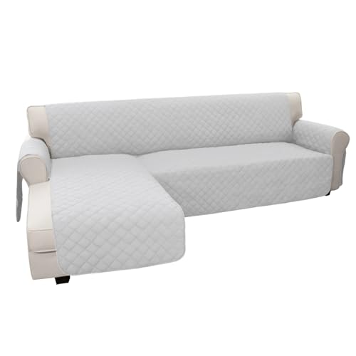 Easy-Going Sofa Slipcover L Shape Sofa Cover Sectional Couch Cover Chaise Lounge Cover Reversible Sofa Cover Furniture Protector for Pets Kids Kids Dog Cat (Large, Light Grey/Light Grey)